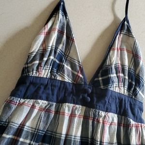 Billabong Blue Plaid Halter Sundress